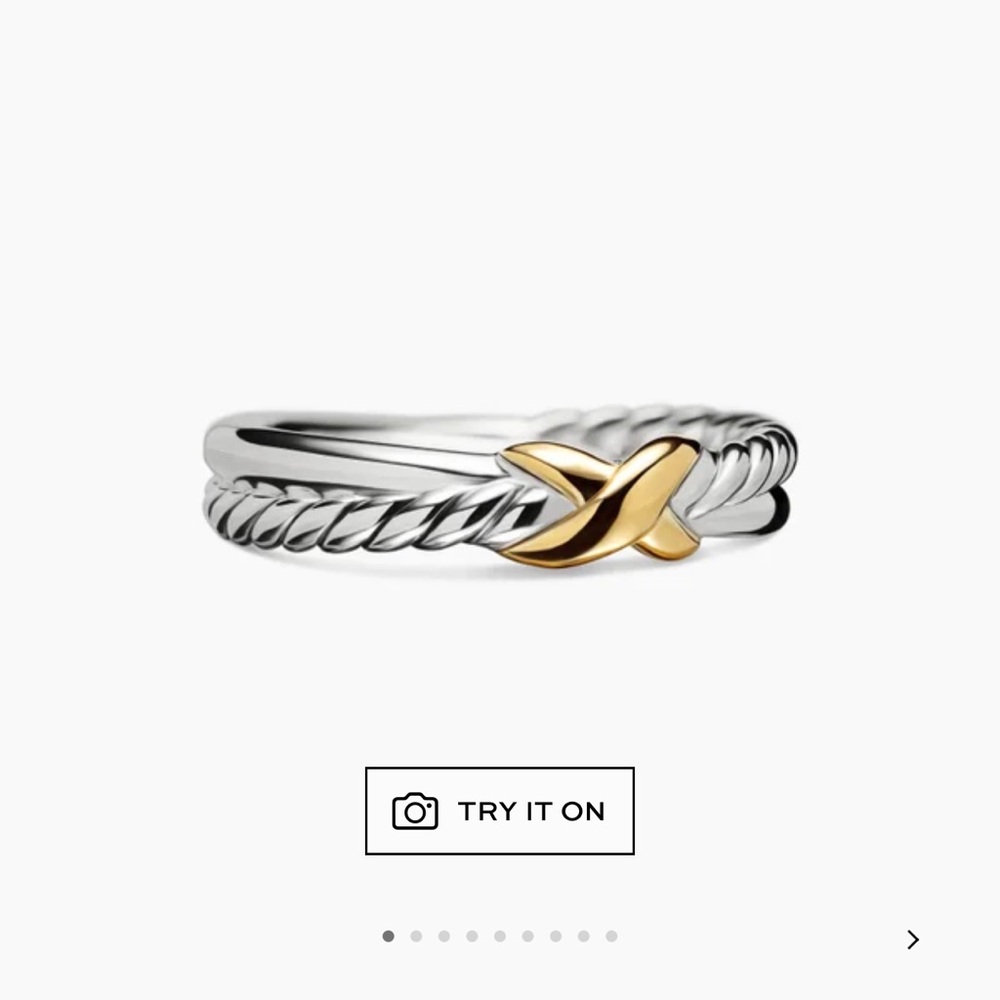 David Yurman Silver and Gold Crossover Ring